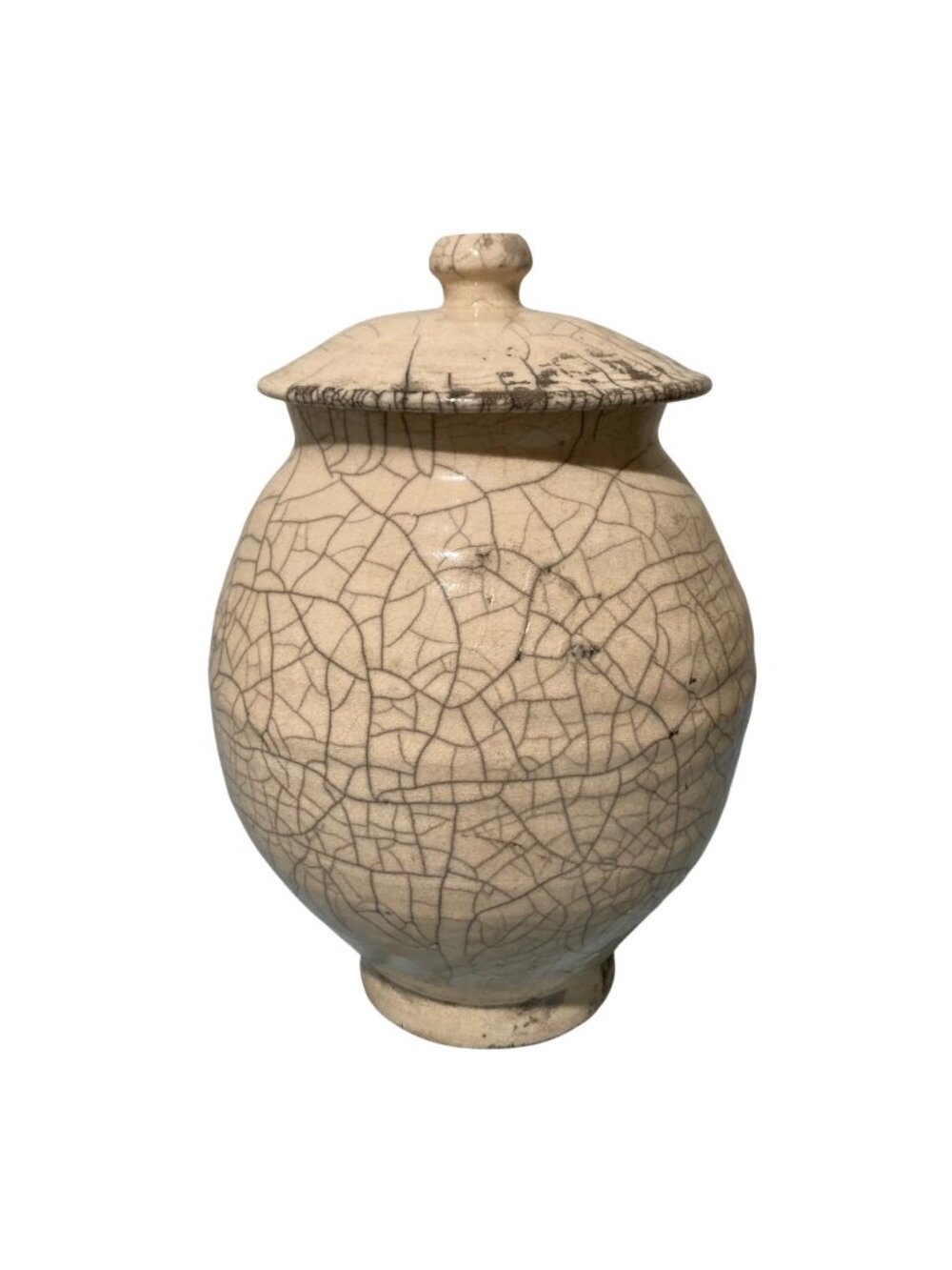 Raku Crackle Glaze Pottery Urn Jar Vase Signed By Artist